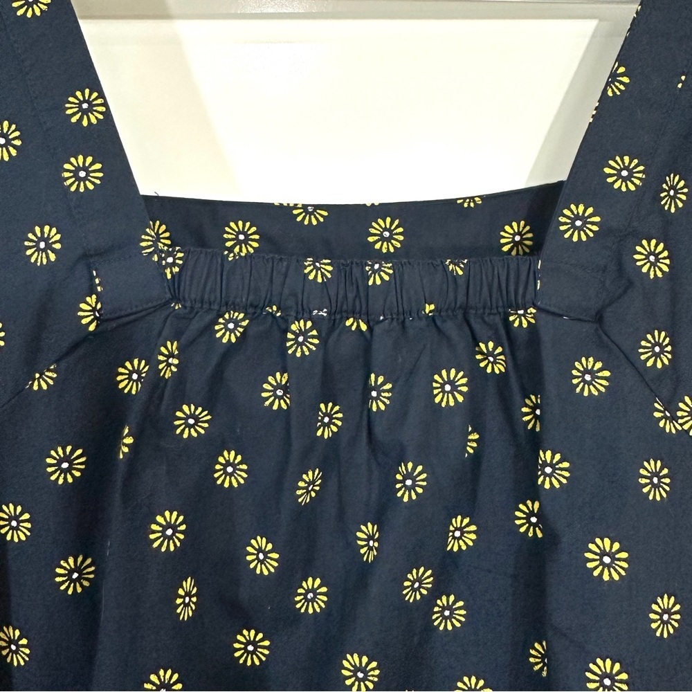 J.Crew Printed Square-Neck Top In Cotton Poplin With Pom Poms - Picture 5 of 9